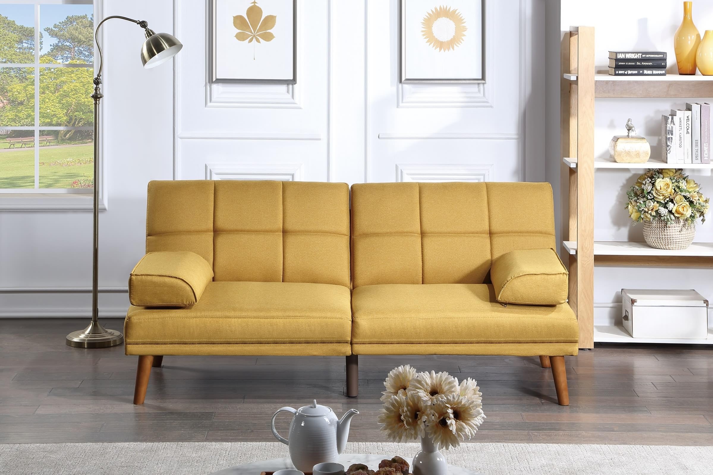 Amazon.com: Epinki Mustard Polyfiber 1Pc Adjustable Tufted Sofa